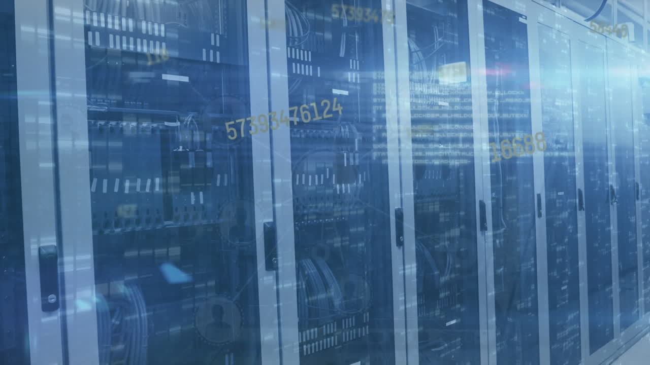 Animation of data processing over server room