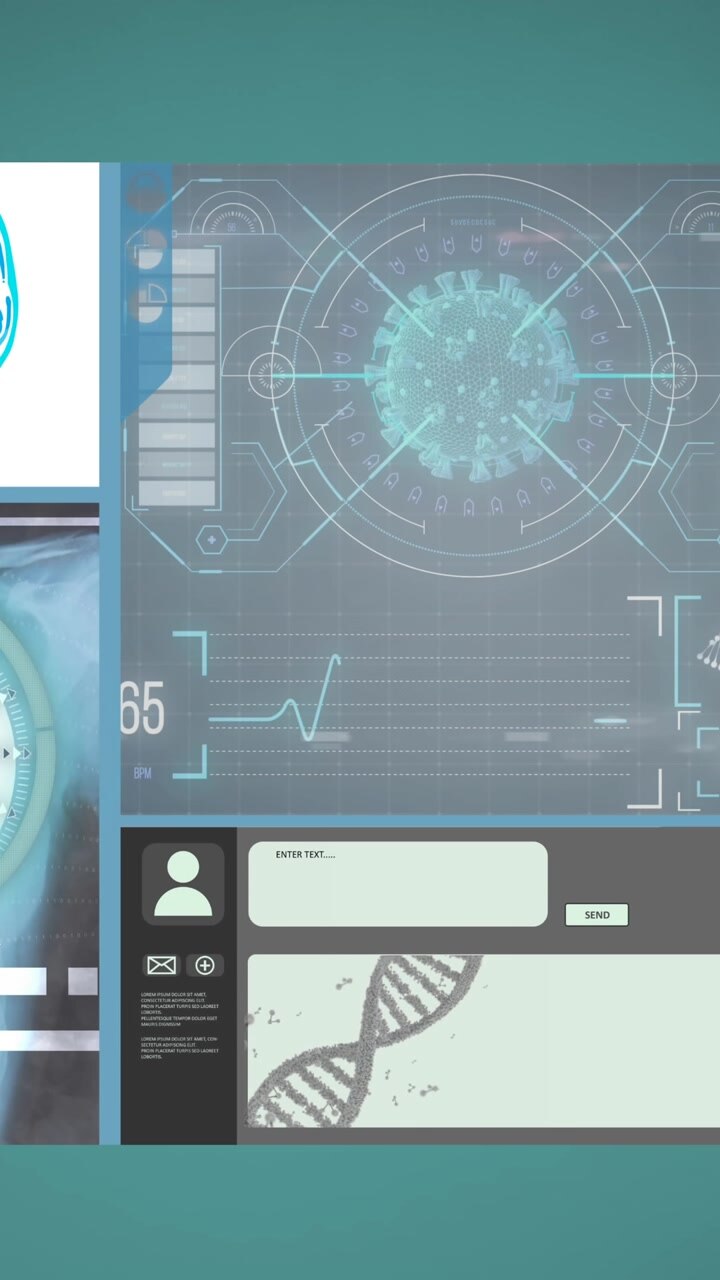 Animation of scope scanning and medical data processing over digital screen