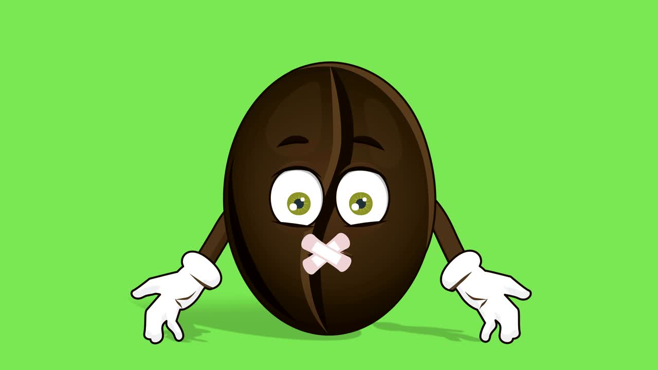 만화 커피 콩 침 얼굴 애니메이션 알파 매트