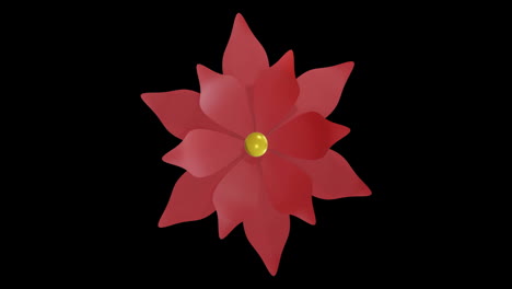 Animación-Del-Patrón-Floral-Chino-Rojo-Y-Dorado-Sobre-Fondo-Negro