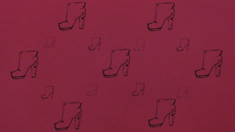animación de tacones altos repetidos en fondo rojo