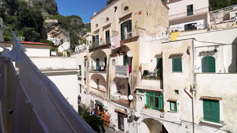 beautiful italian apartment building facades in the town of atrani on the amalfi coast of italy