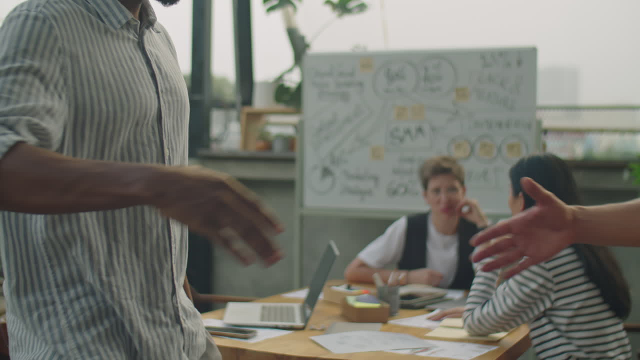 Business meeting outdoors