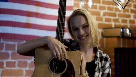 charming young girl with guitar