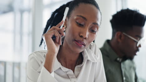 Planning-black-woman,-thinking