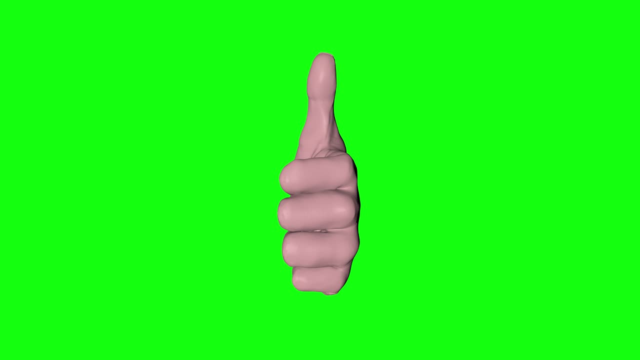 3d hand thumb up finger approval green screen