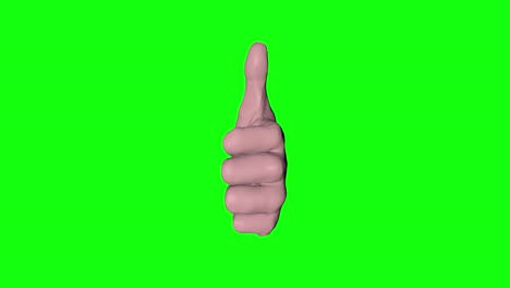 3d hand thumb up finger approval green screen