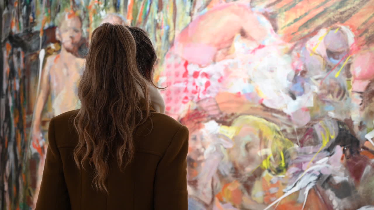 CHISINAU, MOLDOVA - OCTOBER 18, 2021: Woman visitor at National Art Museum of Moldova