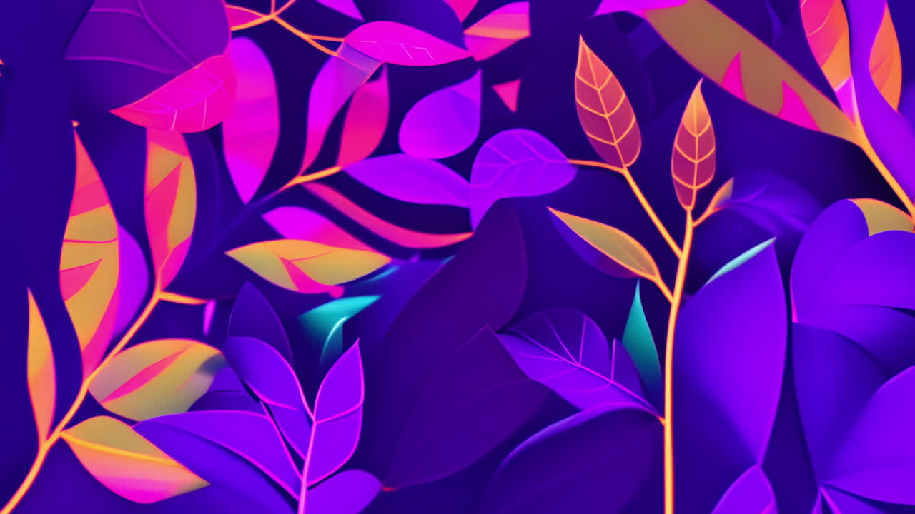 Vibrant Abstract Neon Foliage Background