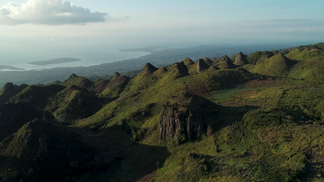 Magical view of famous Osmena Peak on Cebu island, Mountain Range, sunset