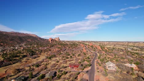 countryside road near garden of the gods rural area in manitous springs, colorado