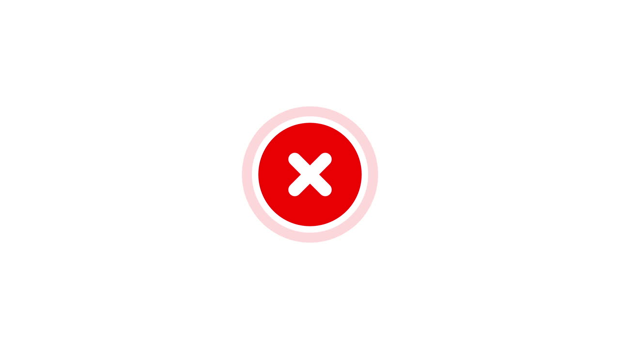 Animated Red Error X Mark Icon on White Background
