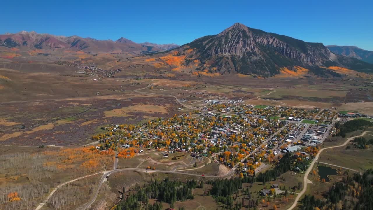 Aerial View of Telluride, Colorado in Autumn