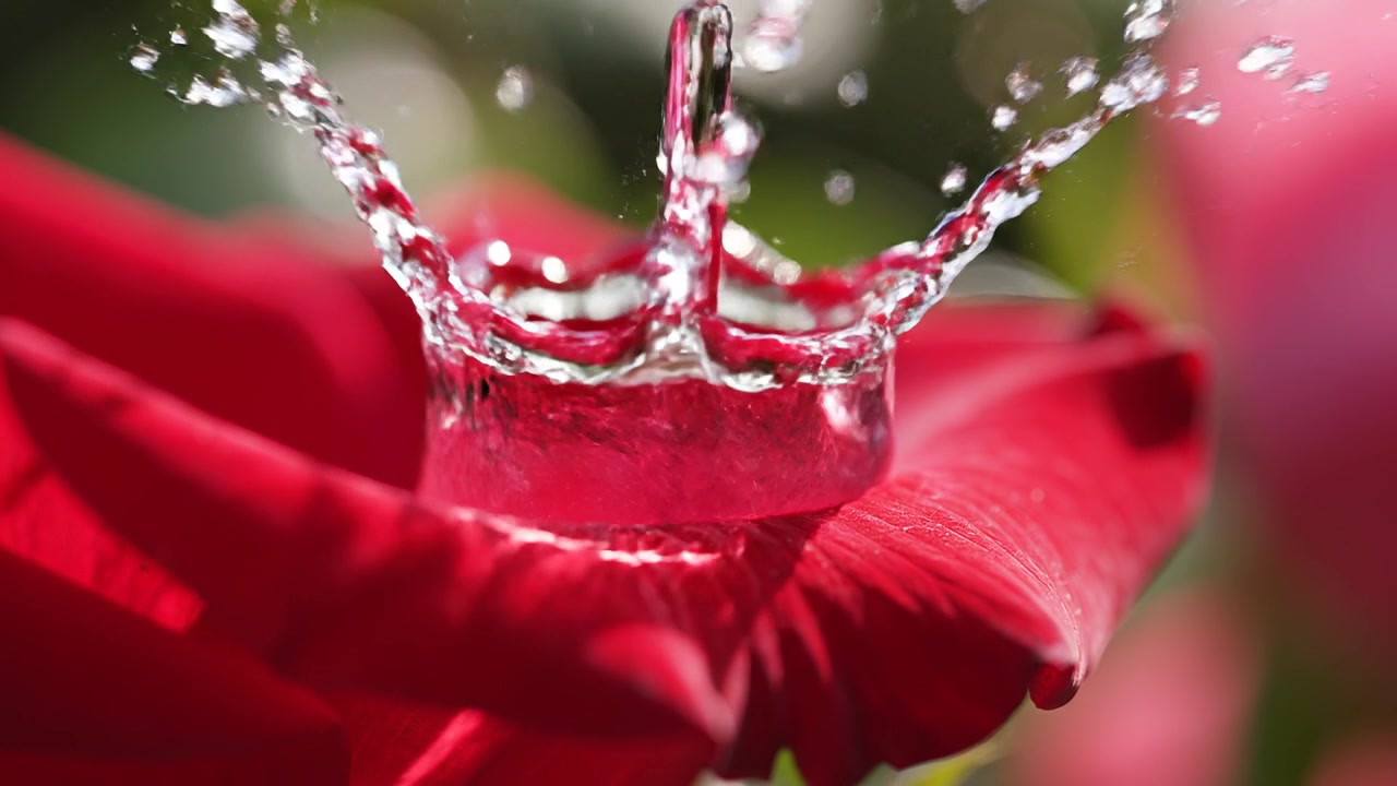 Primo piano macro di un petalo di rosa rosso vibrante e morbido