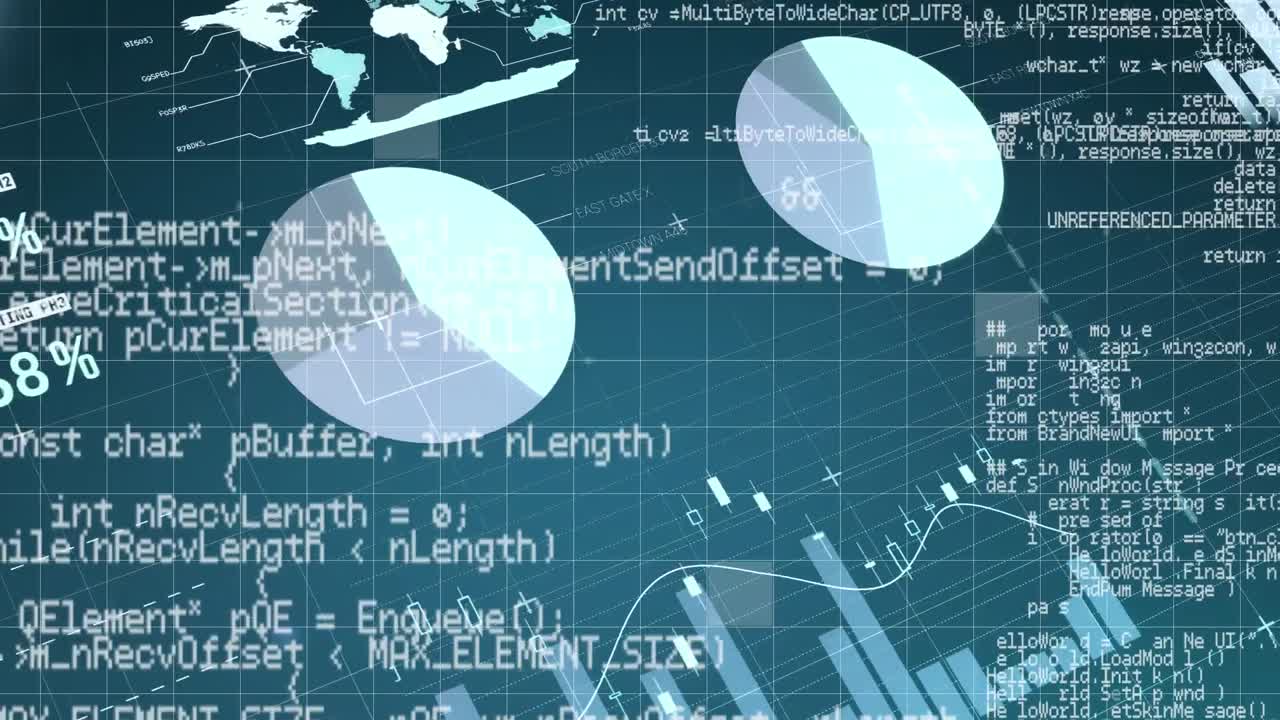 White data with charts and graphs on grey background