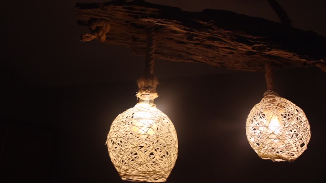Eco friendly lamp design using natural materials, handcrafted light inside room