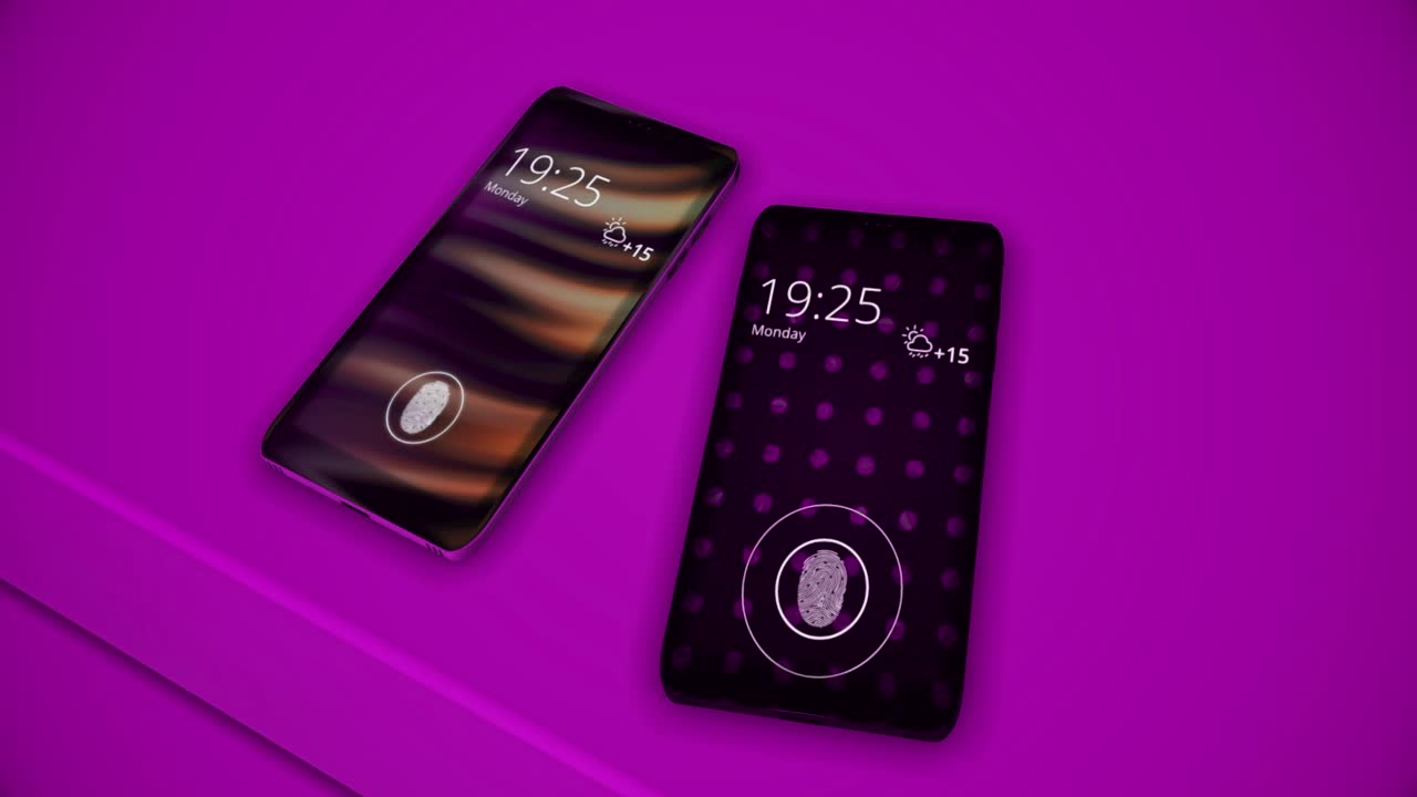 dos teléfonos inteligentes modernos con sensores de huellas dactilares