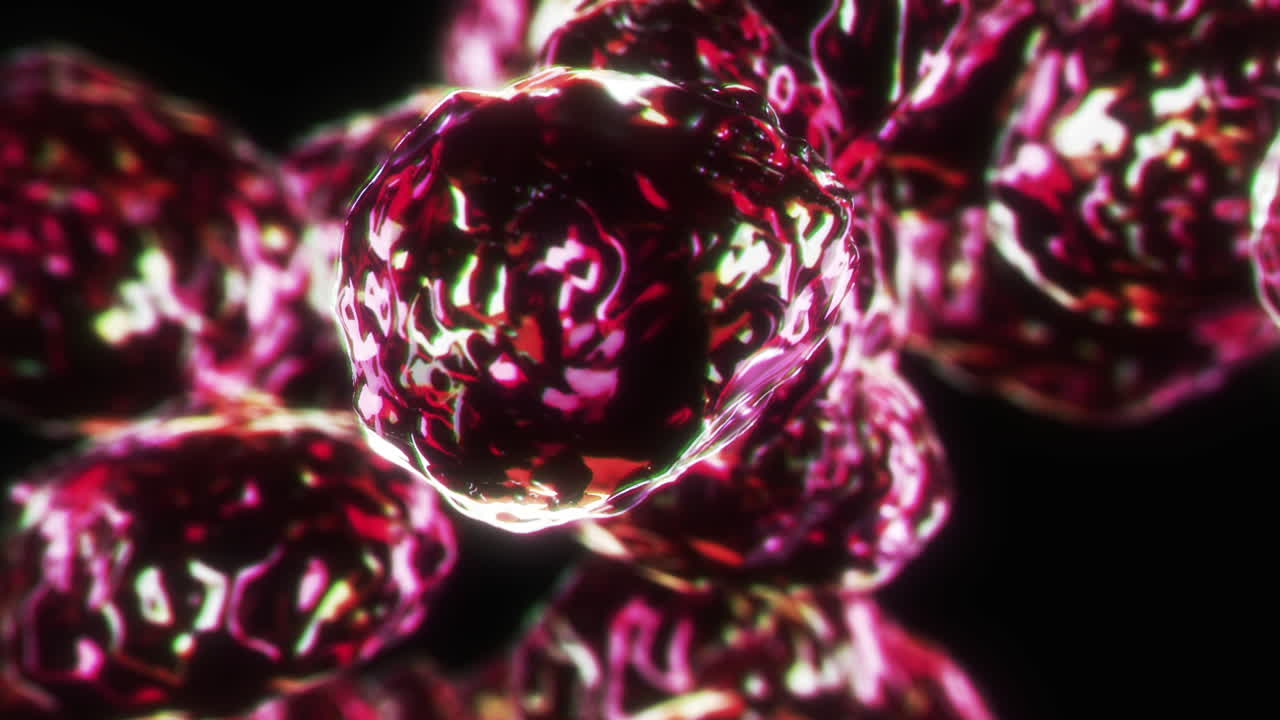 Pulsating Abstract Biological Cells on a Dark Background