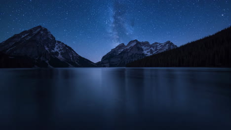 night sky over a mountain lake