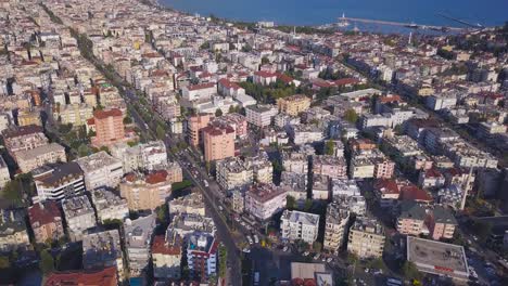 aerial view of a coastal turkish city