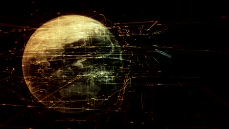 4k girando la tierra holográfica de hud.