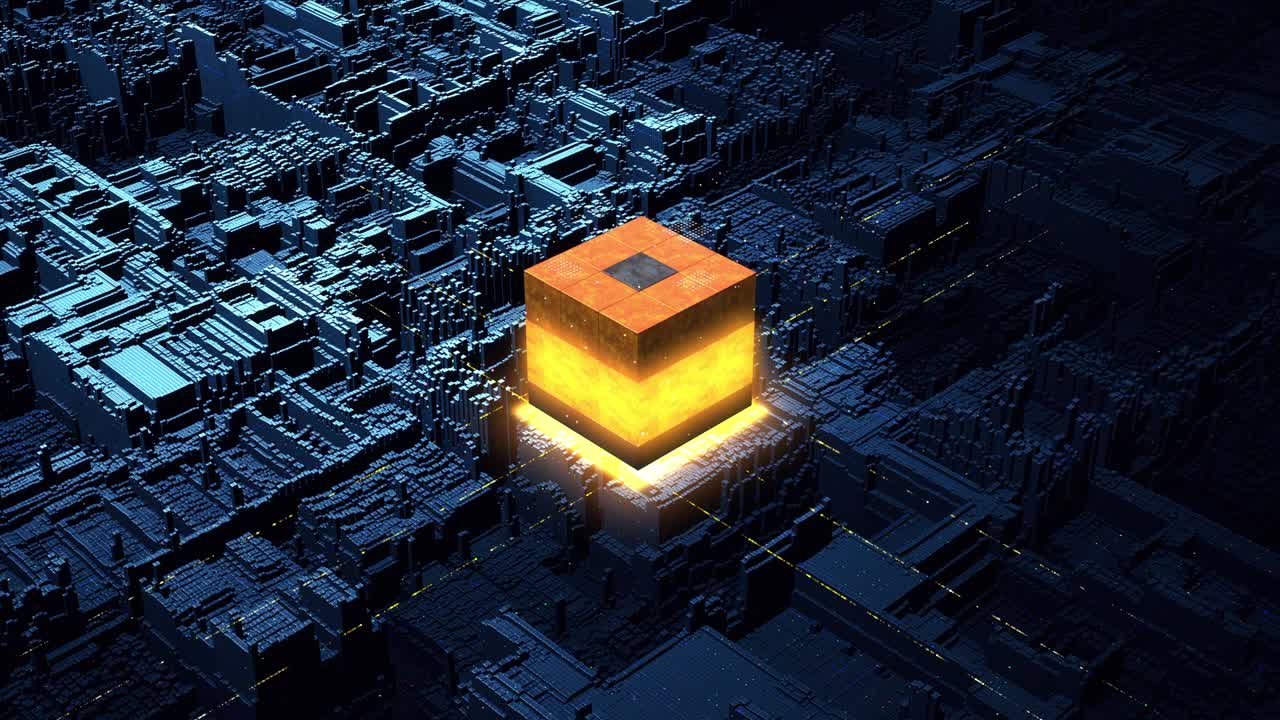 Futuristic Artificial Intelligence Microchip Processor. Chip Activates System.