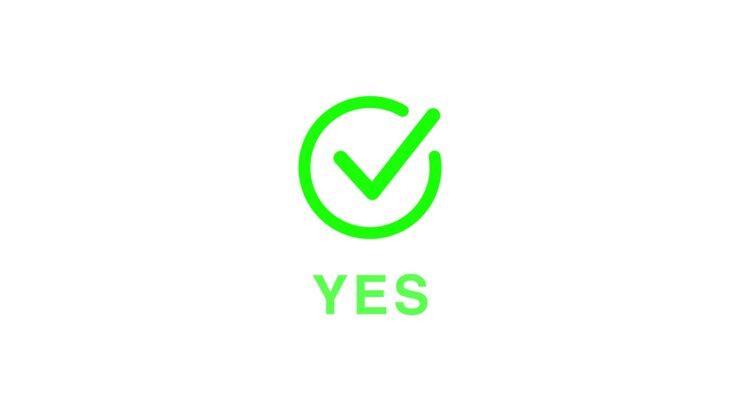 Green Checkmark and 'YES' Text Animation on White Background