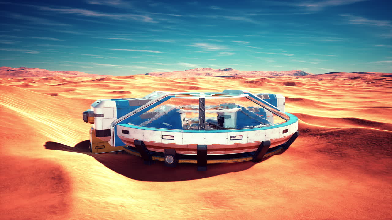 nave spaziale futuristica su un paesaggio desertico marziano