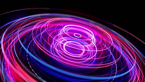 light flow in ring structure, bg in 4k. abstract looped background with light trails, stream of red blue neon lines in space form rings. modern trendy motion design background. light effect,