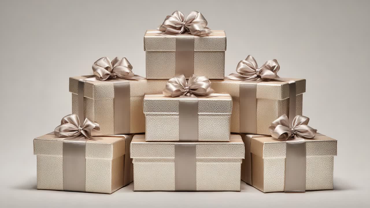 A Beautiful Display of Elegantly Wrapped Gift Boxes with Silk Ribbons, Perfect for Celebrating Special Occasions and Making Lasting Memories