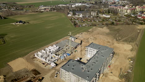 aerial view of construction site at new develop area near lubawa town in poland