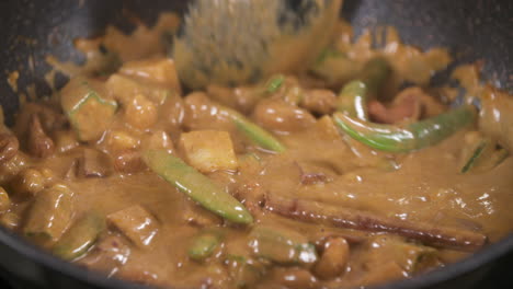 vegetarian vegan massaman mussaman curry with vegetables, cashew nuts and cinnamon spices, thai food