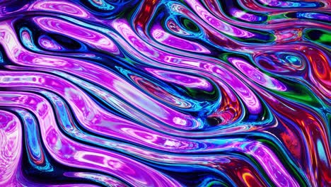fondo fluido iridescente abstracto en bucle. hermosa superficie de vidrio ondulado de líquido con patrón, color de gradiente y ondas de flujo en él. bg creativo brillante con animación suave y suave.