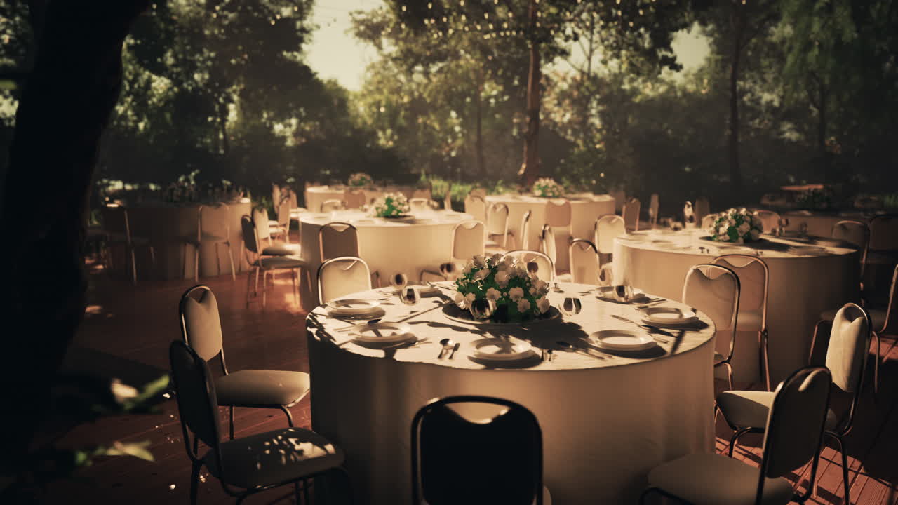 색 꽃 장식 을 가진 우아 한 야외 결혼식