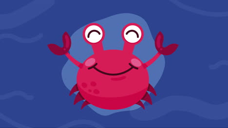 cute red crab sealife animation