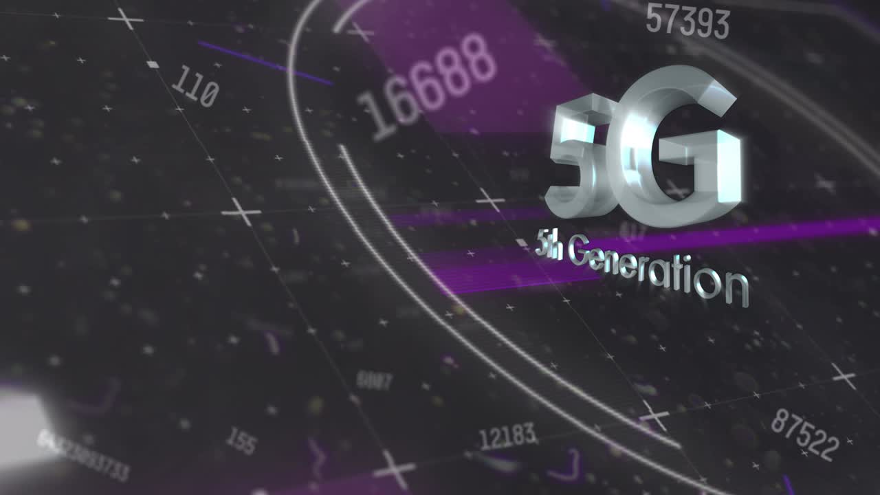 5g 5세대 텍스트와 숫자가 검은색 배경에서 변하는 애니메이션
