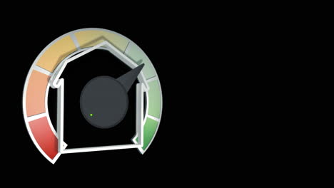 Controller-of-efficiency-group-animation-on-ecological-house-building-shifts-from-red-to-green,-sustainability,-thermal-insulation