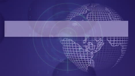 animación de globo rotativo y radar con números sobre fondo azul