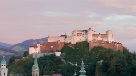 salzburg, austria view of famous city landmark fortress hohensalzburg, medieval castle