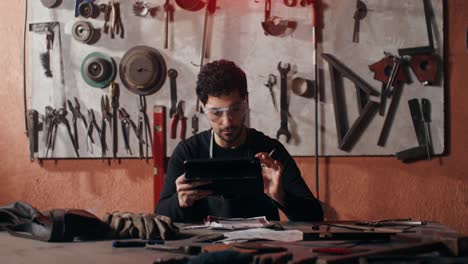 craftsman working on a design in a workshop