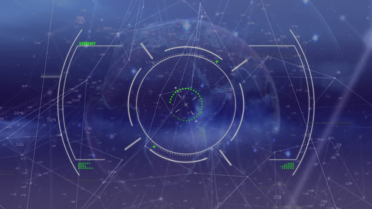 animación de la red de conexiones y la interfaz digital sobre el cerebro humano sobre fondo azul