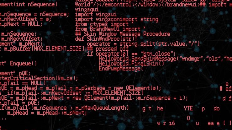 Abstract Digital Network Background with Scrolling Programming Code
