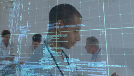 Animation-of-data-processing-over-diverse-doctors-using-tablet