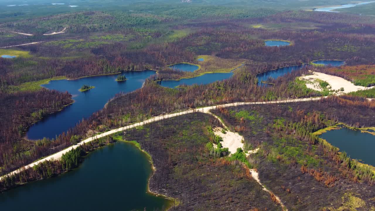 Aerial View Of Forest Fire Aftermath In Lebel-Sur-Qu&eacute;villon, Quebec, Canada