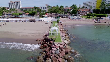 dronie boardwalk from the beach in puerto vallarta