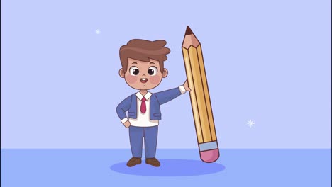 estudiante con animación de lápiz