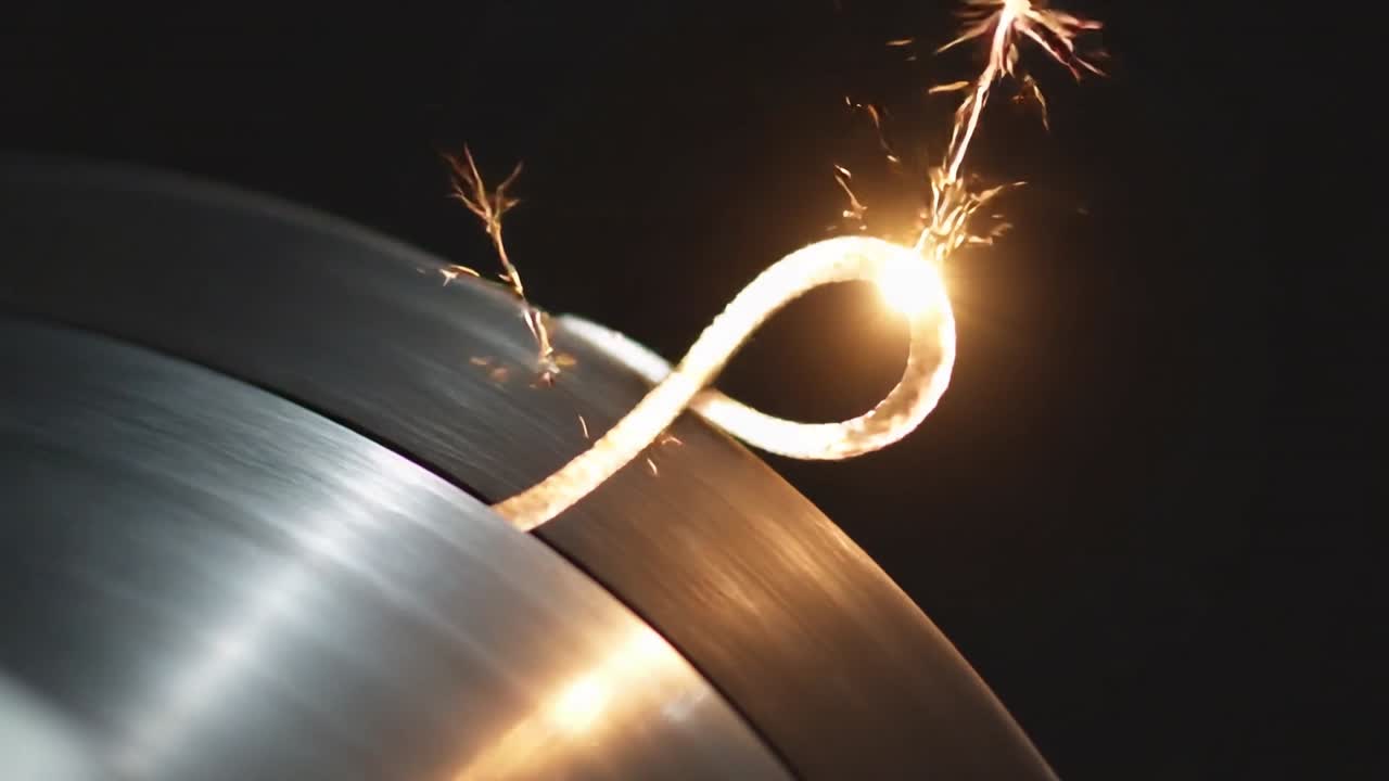 Heating bent metal loop while power tool touching metal disc spinning, throwing sparks for shaping