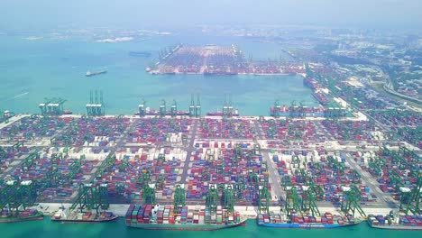 aerial view singapore docks and shipping containers