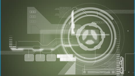 animation of data processing over scope scanning on green background