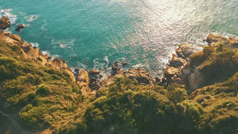 Paradiesische-Tropische-Küstenlinie-Aus-Der-Luft-Von-Oben-Nach-Unten